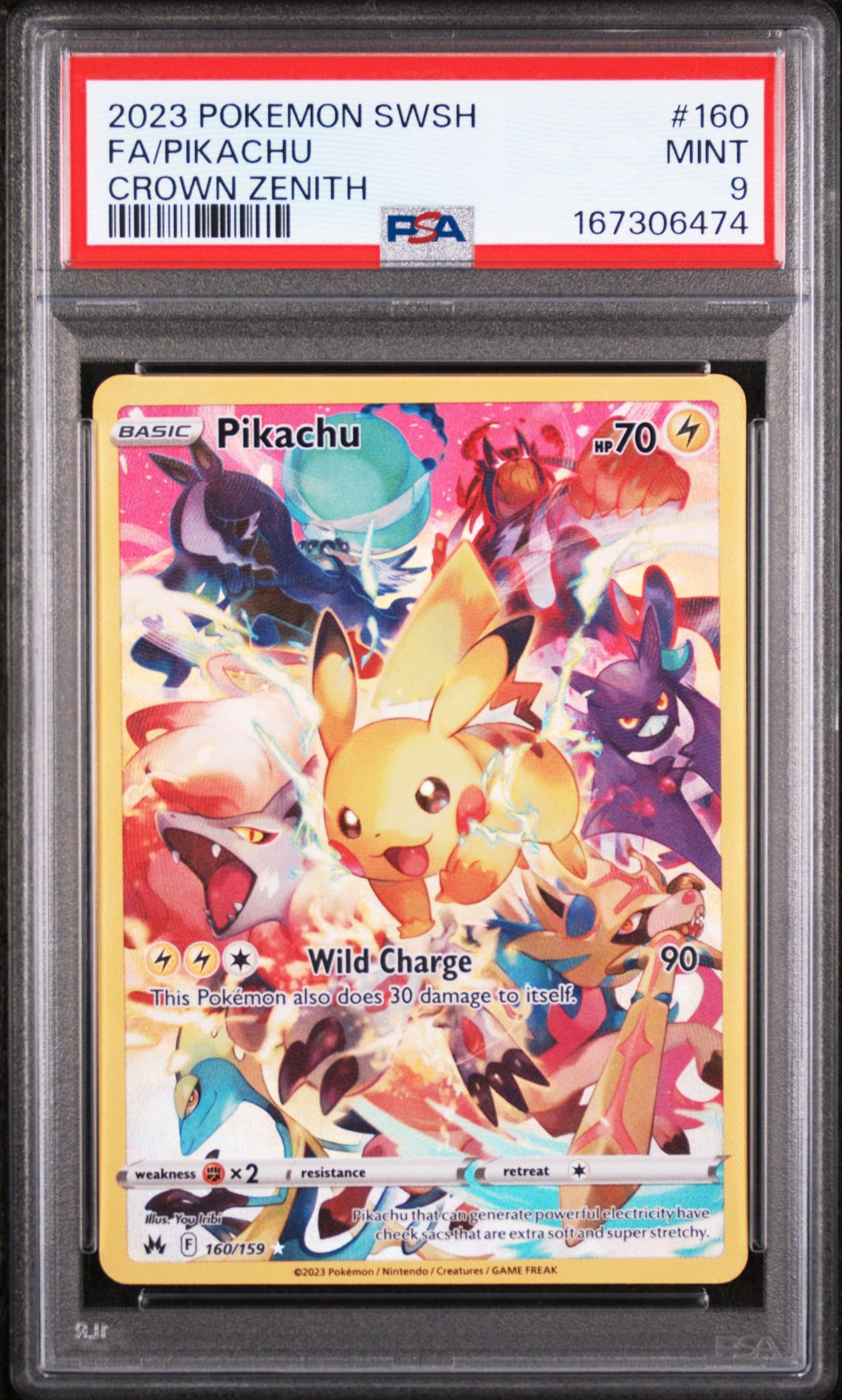 2023 Pokemon Sword And Shield Crown Zenith Fa/Pikachu #160 (Crown Zenith) Mint 9 front
