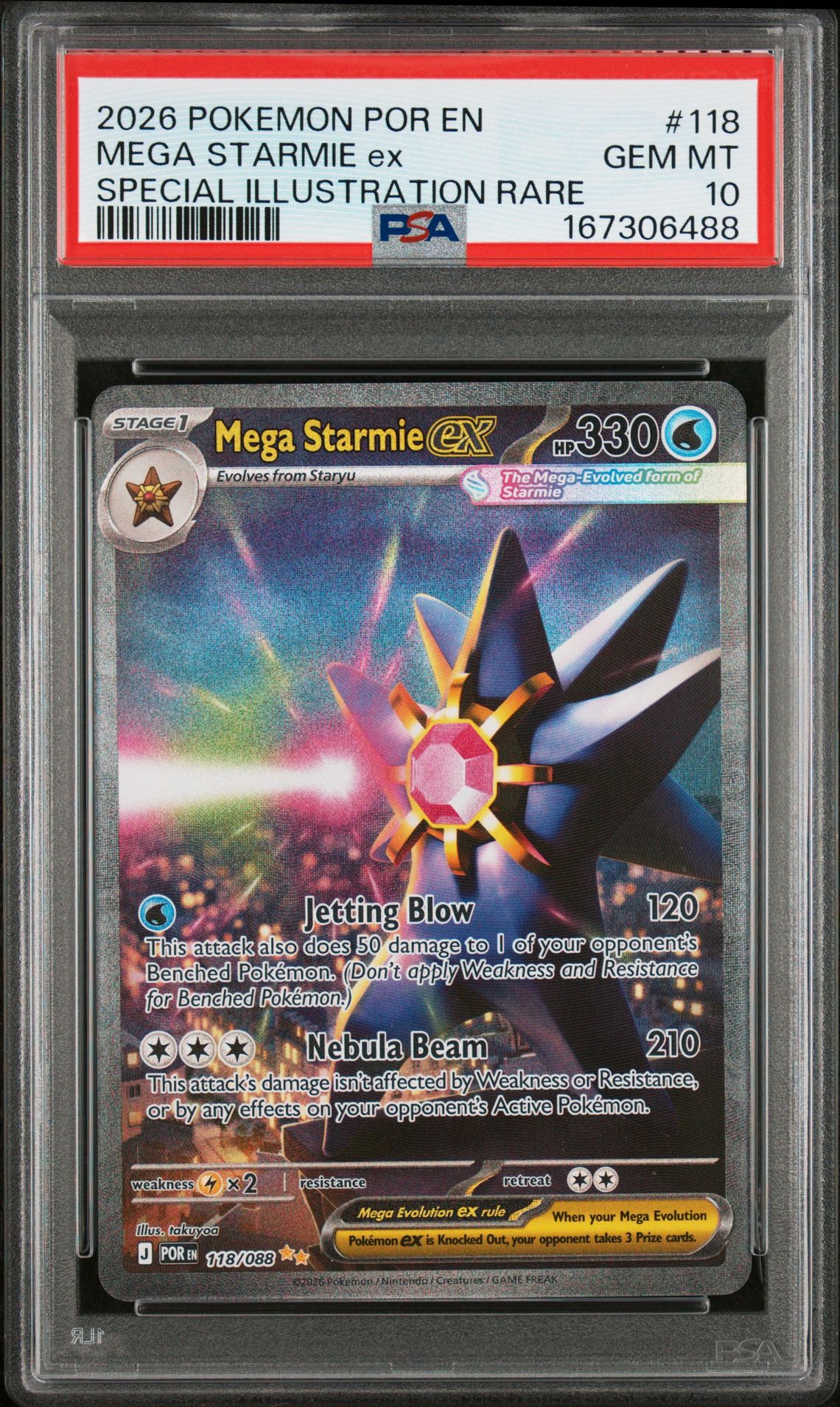 2026 Pokemon Por En-Perfect Order Mega Starmie Ex #118 (Special Illustration Rare) Gem Mt 10 front