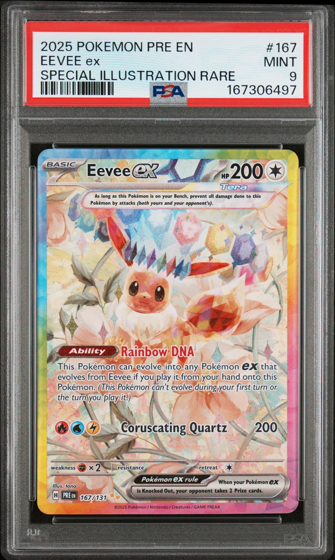 2025 Pokemon Pre En-Prismatic Evolutions Eevee Ex #167 (Special Illustration Rare) Mint 9 front