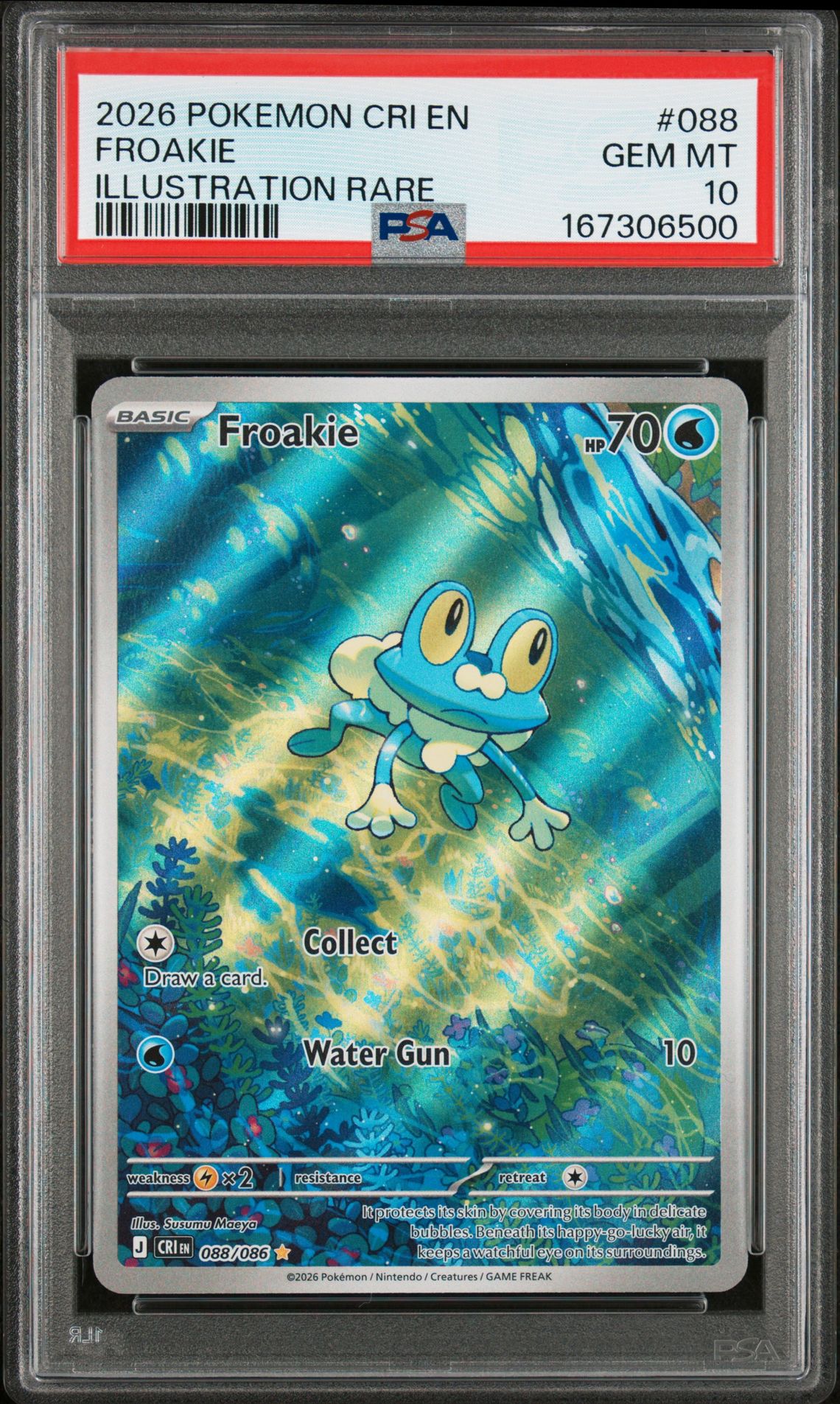 2026 Pokemon Cri En-Chaos Rising Froakie #088 (Illustration Rare) Gem Mt 10 front