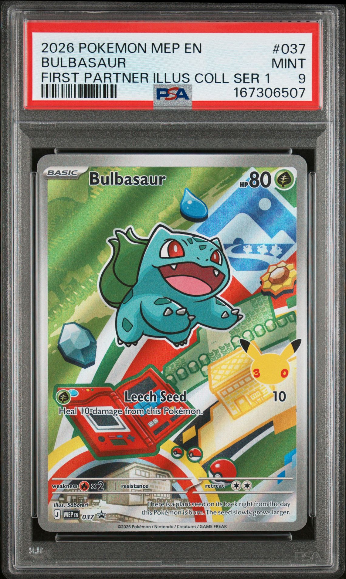 2026 Pokemon Mep En-Me Black Star Promo Bulbasaur #037 (First Partner Illus Coll Ser 1) Mint 9 front