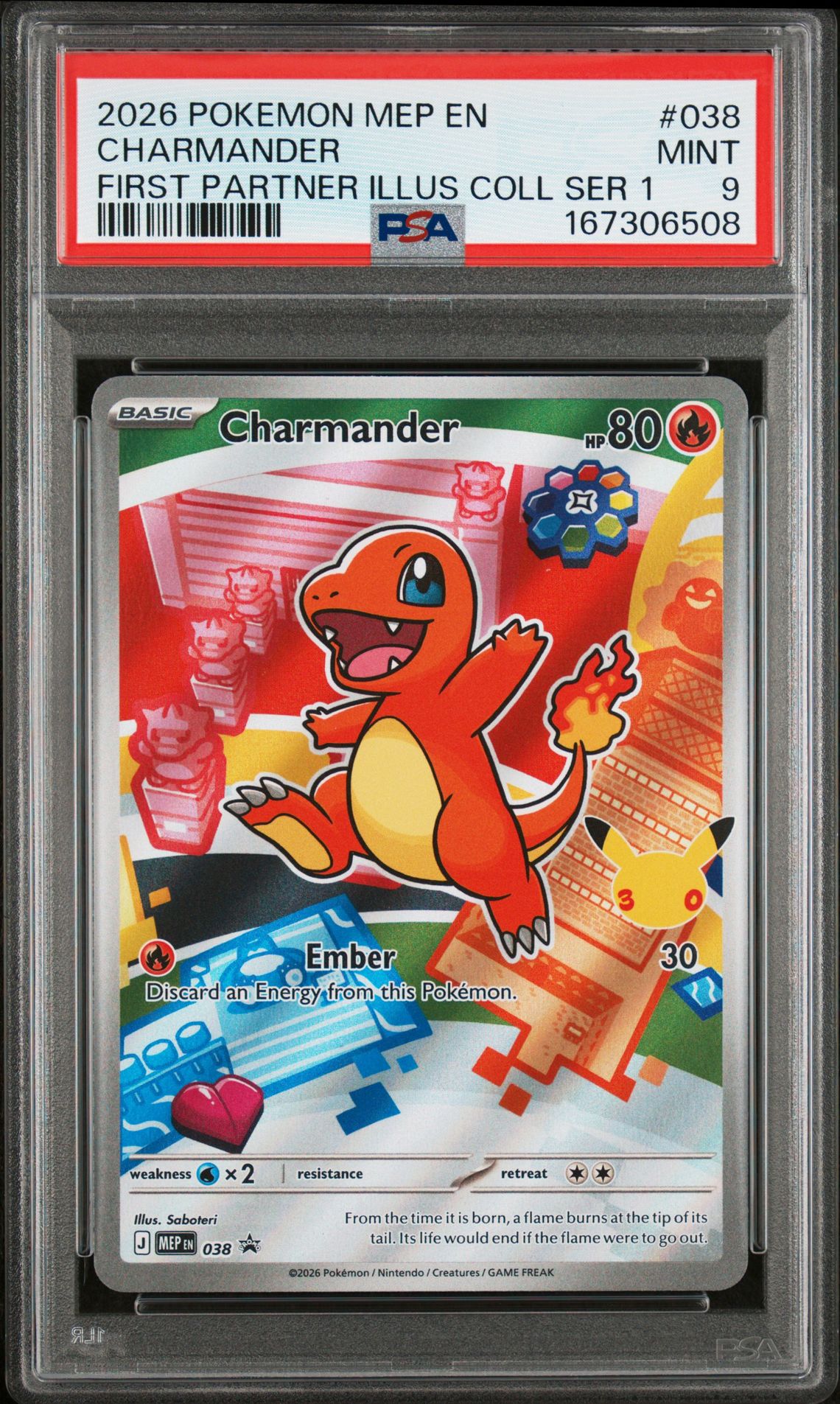 2026 Pokemon Mep En-Me Black Star Promo Charmander #038 (First Partner Illus Coll Ser 1) Mint 9 front