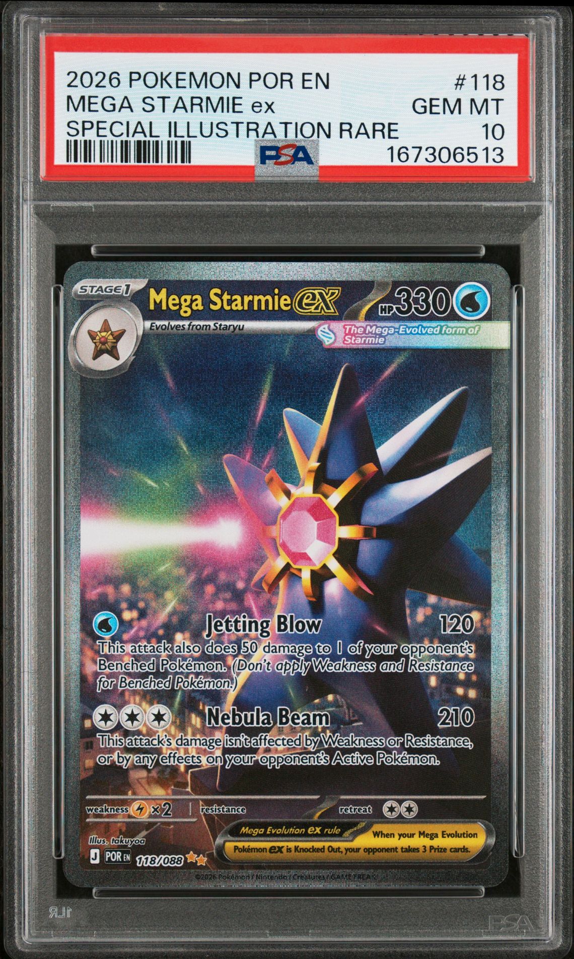 2026 Pokemon Por En-Perfect Order Mega Starmie Ex #118 (Special Illustration Rare) Gem Mt 10 front