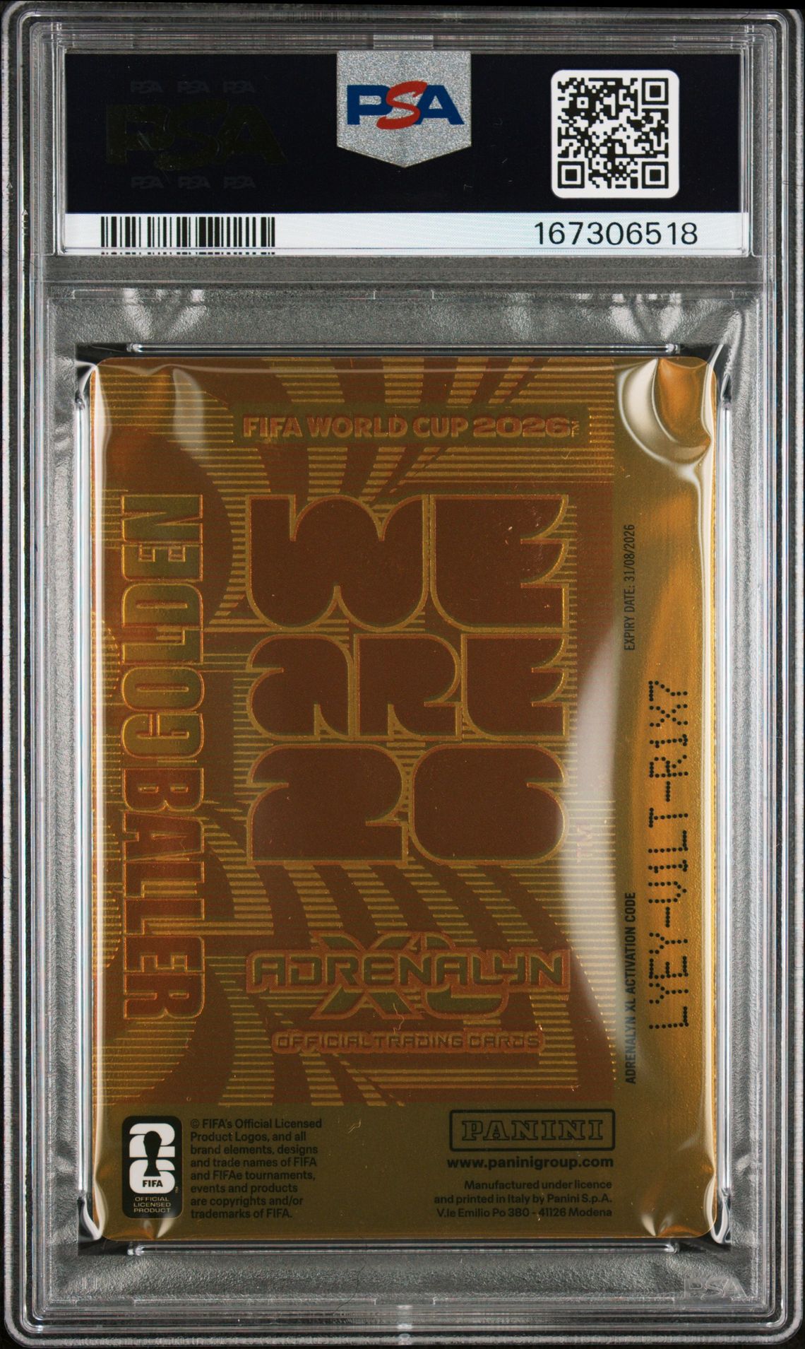 2026 Panini Adrenalyn Xl Fifa World Cup 2026 Lionel Messi #1 Gem Mt 10 back view - PSA certificate #167306518
