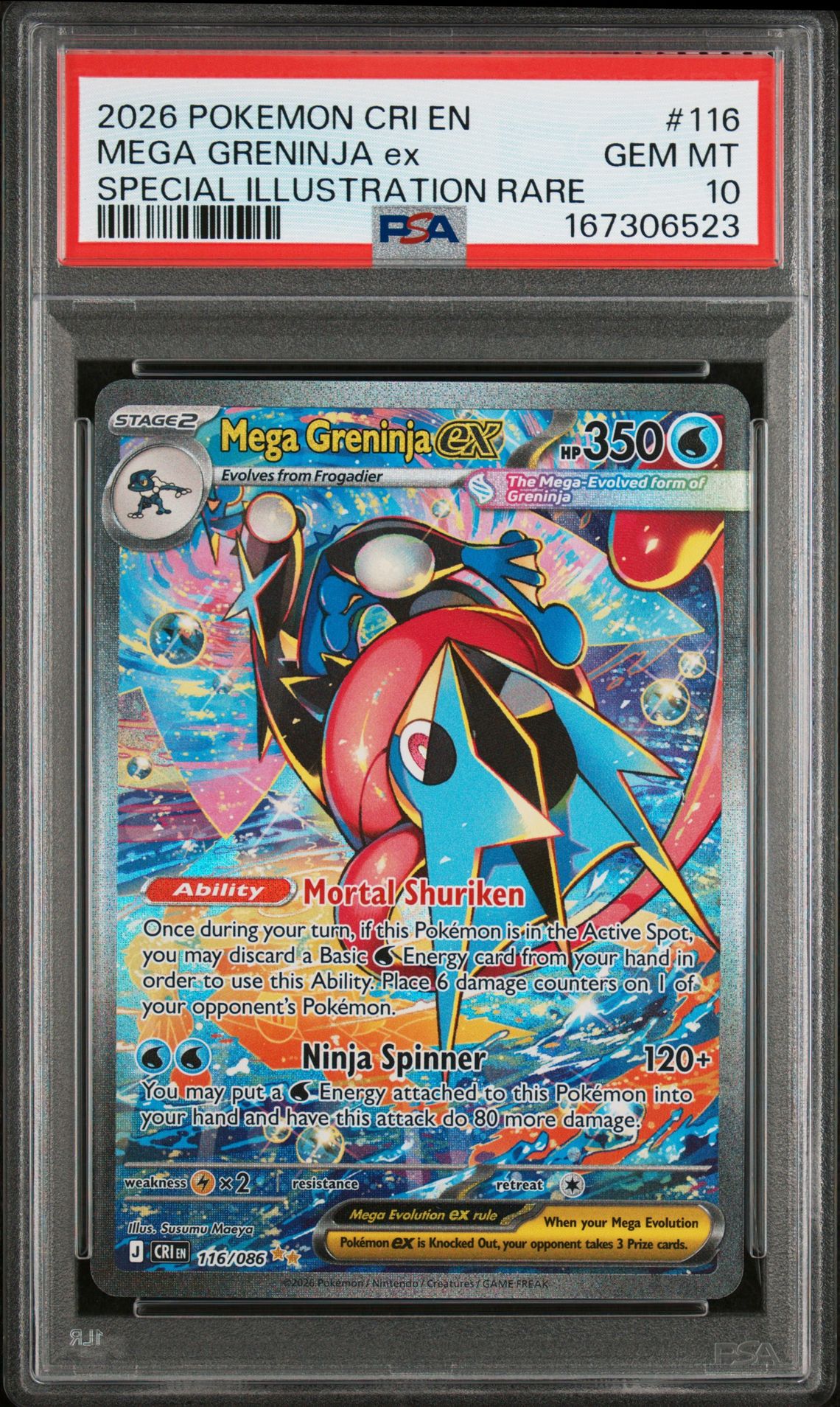 2026 Pokemon Cri En-Chaos Rising Mega Greninja Ex #116 (Special Illustration Rare) Gem Mt 10 front