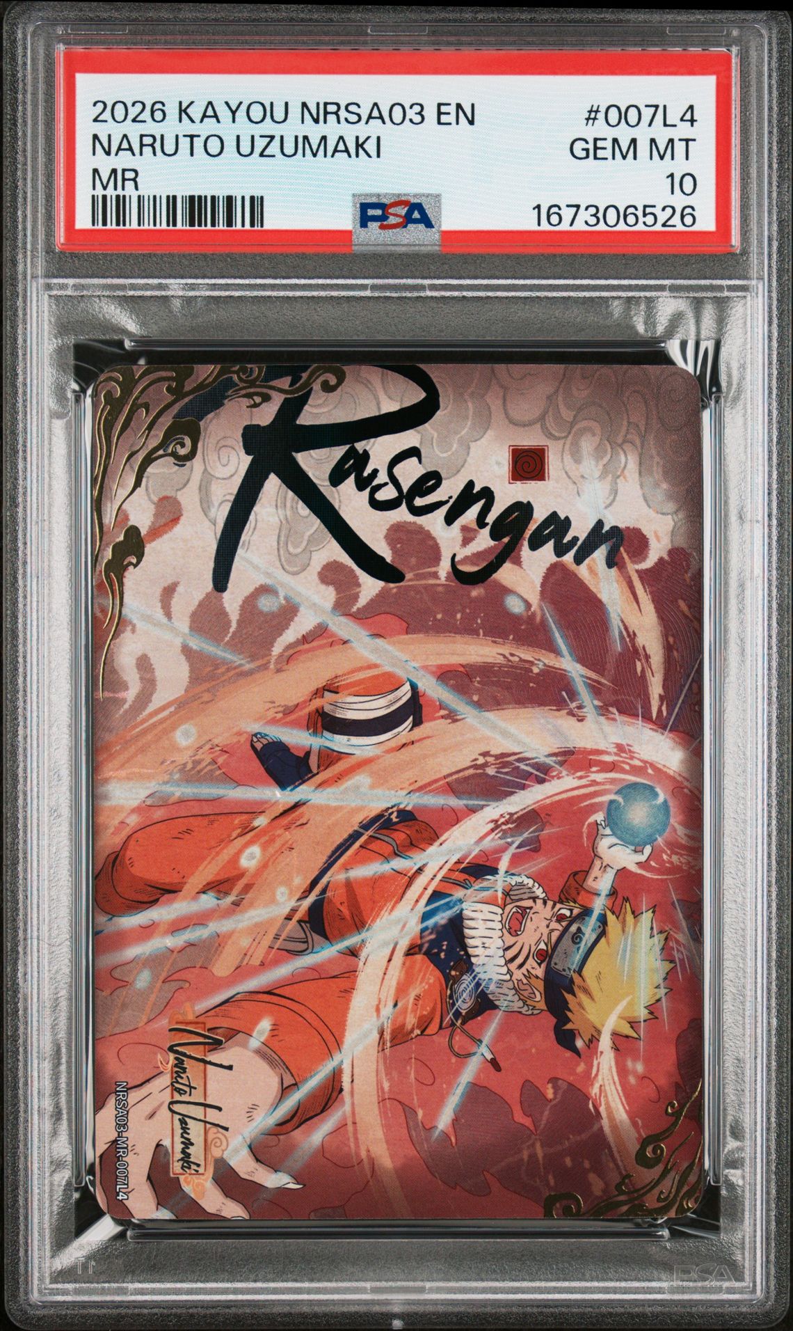 2026 Kayou Naruto Smriti Collectible Card Nrsa03-Chapter Jin English Series 3 Mr Naruto Uzumaki #007L4 Gem Mt 10 front view - PSA graded GEM MT 10