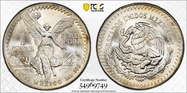1985-Mo Onza Libertad Ag MS67