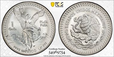 1992-Mo Onza Libertad Ag MS69
