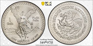 1993-Mo Onza Libertad Ag MS68