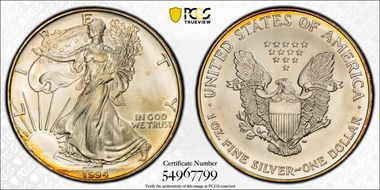 1994 $1 Silver Eagle MS64