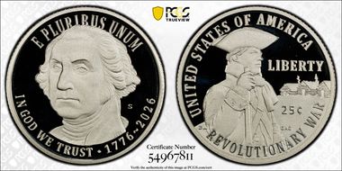 2026-S 25C Revolutionary War Ag PR70DCAM