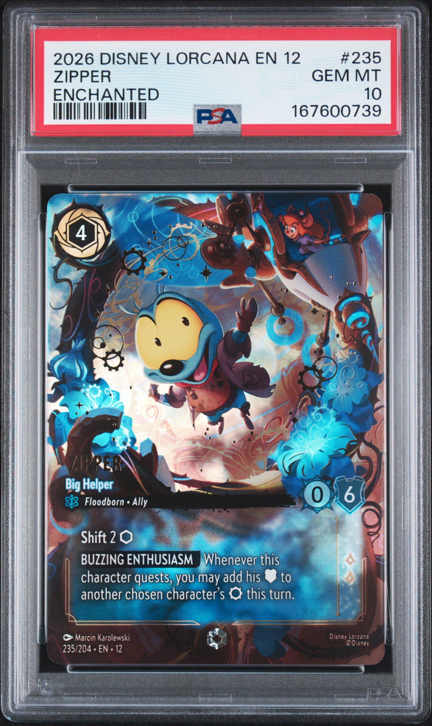 2026 #235 Zipper - Big Helper PSA 10 Disney Lorcana EN 12-Wilds Unknown