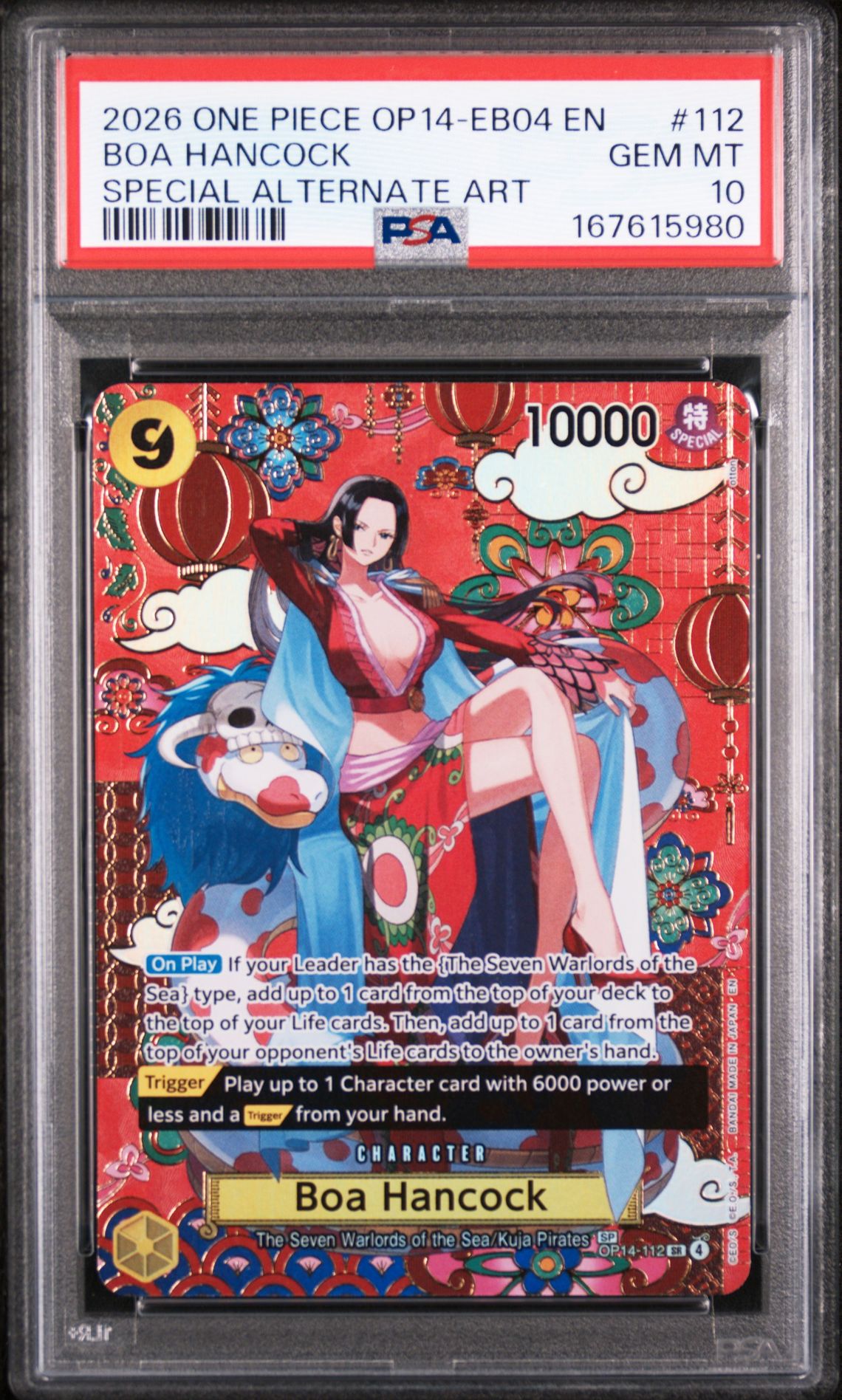 2026 One Piece Op14-Eb04-The Azure Sea's Seven Boa Hancock #112 (Special Alternate Art) Gem Mt 10 front