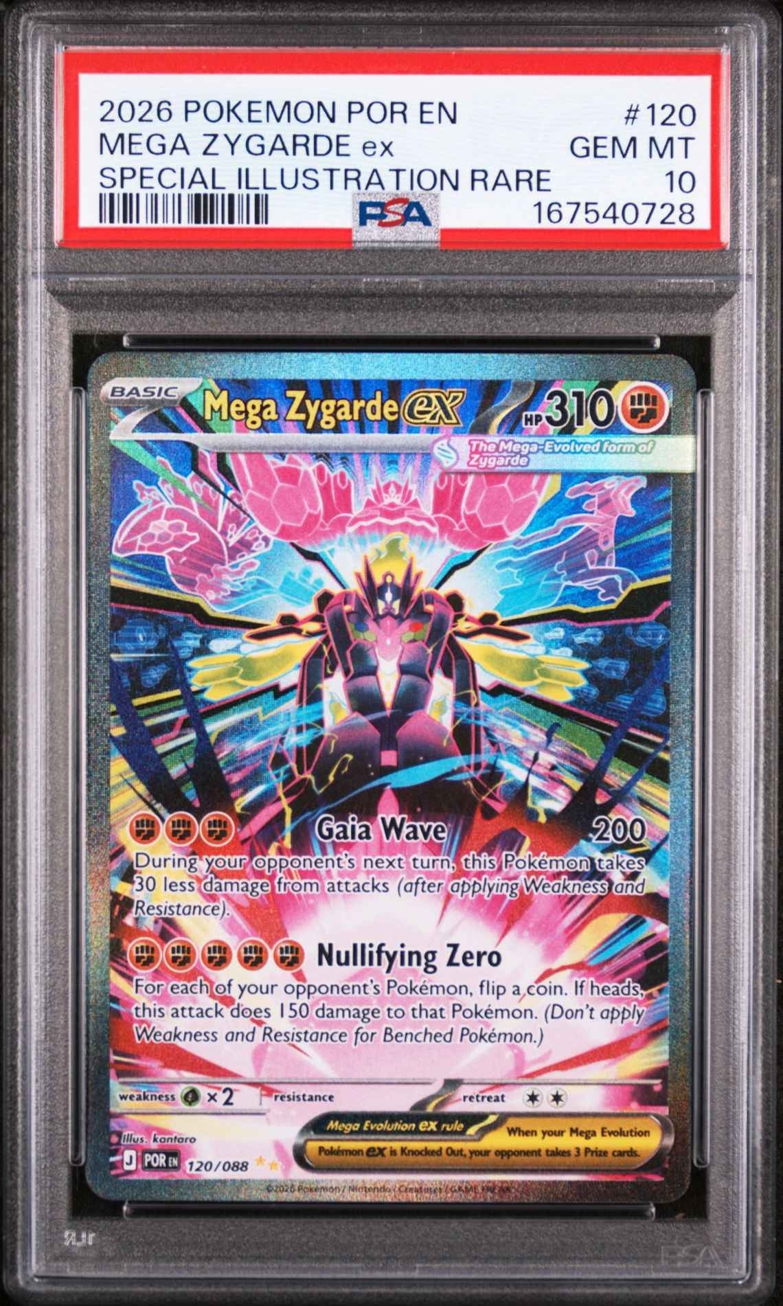 2026 Pokemon Por En-Perfect Order Mega Zygarde Ex #120 (Special Illustration Rare) Gem Mt 10 front view - PSA graded GEM MT 10