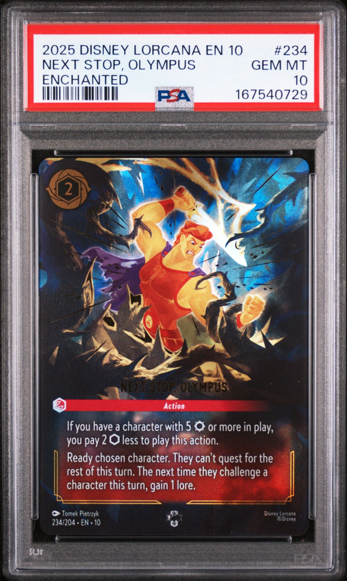2025 Disney Lorcana En 10-Whispers In The Well Next Stop, Olympus #234 (Enchanted) Gem Mt 10 front