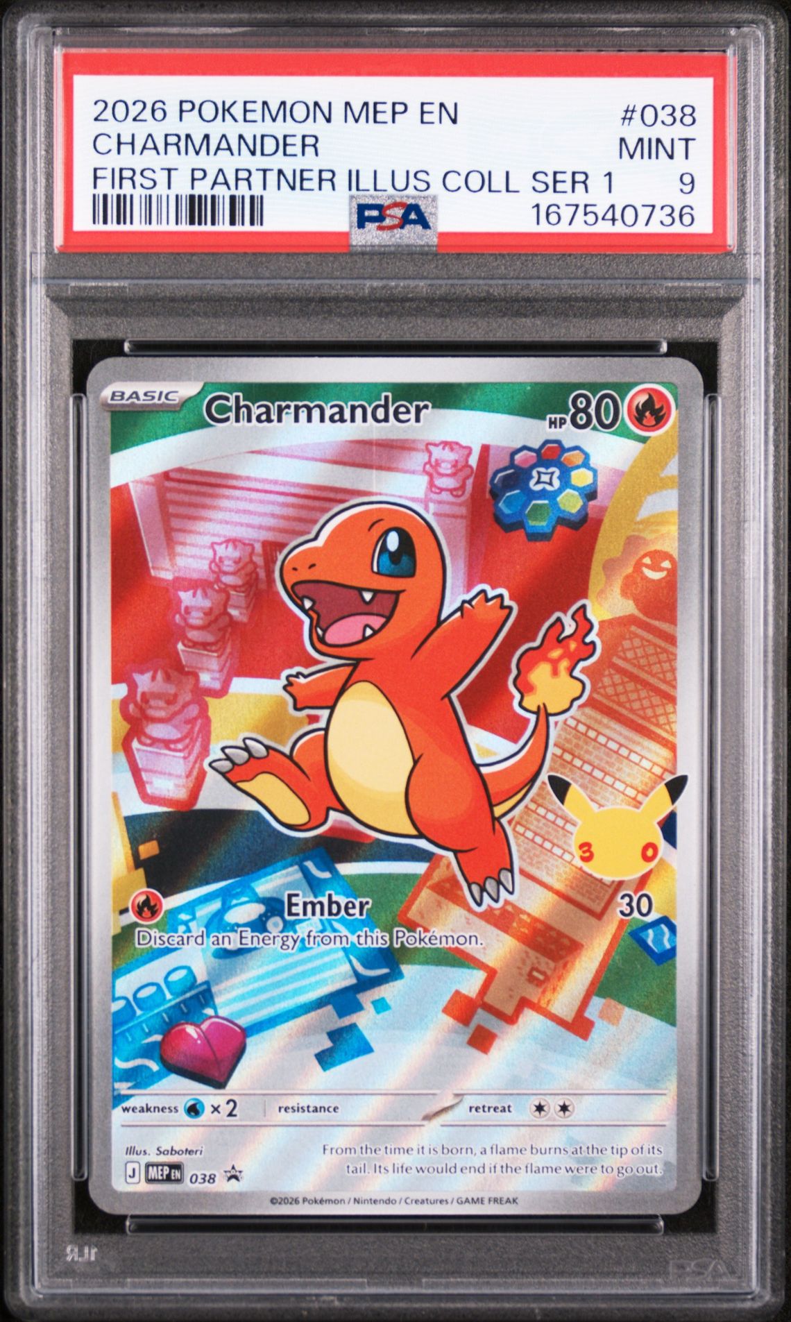2026 Pokemon Mep En-Me Black Star Promo Charmander #038 (First Partner Illus Coll Ser 1) Mint 9 front