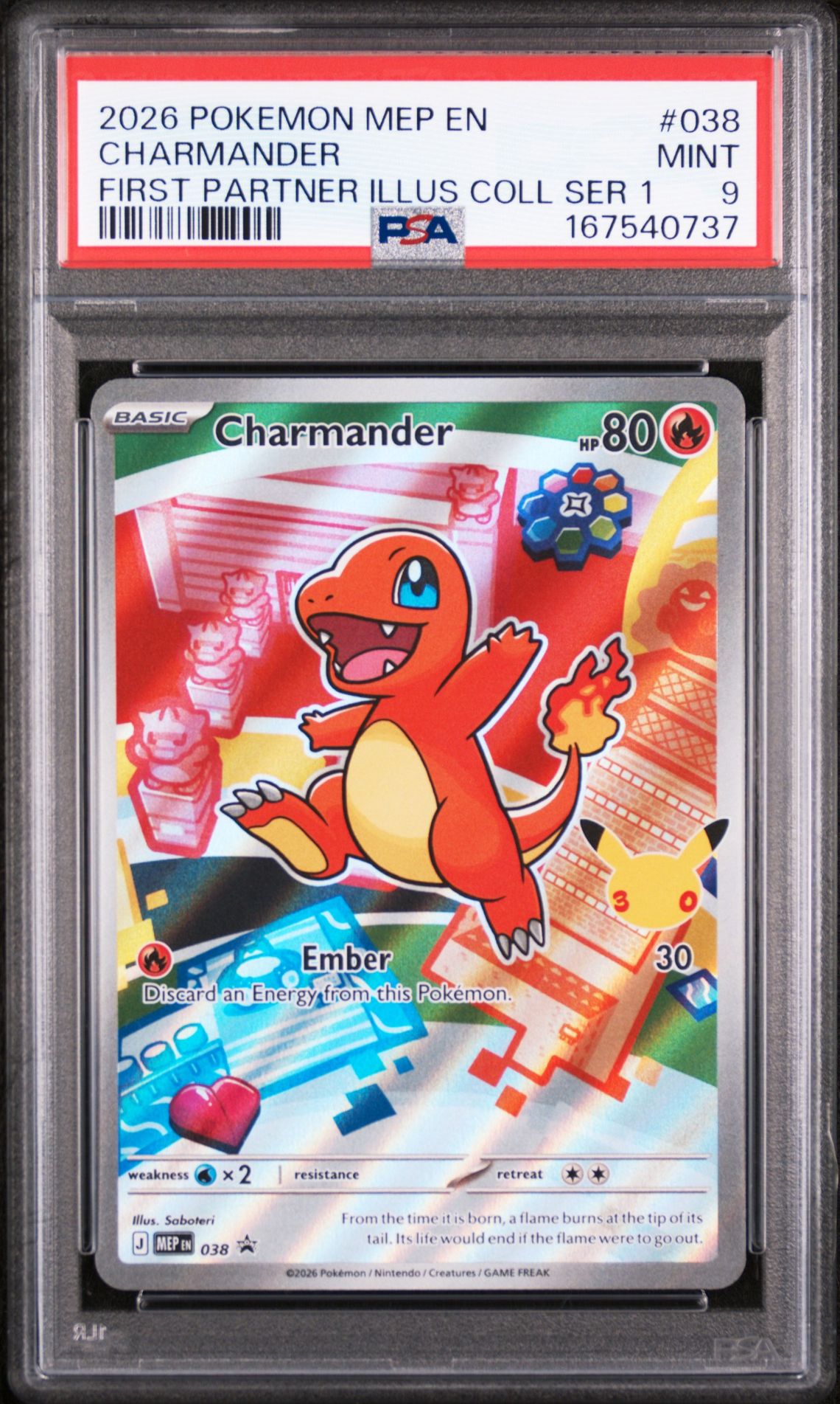 2026 Pokemon Mep En-Me Black Star Promo Charmander #038 (First Partner Illus Coll Ser 1) Mint 9 front