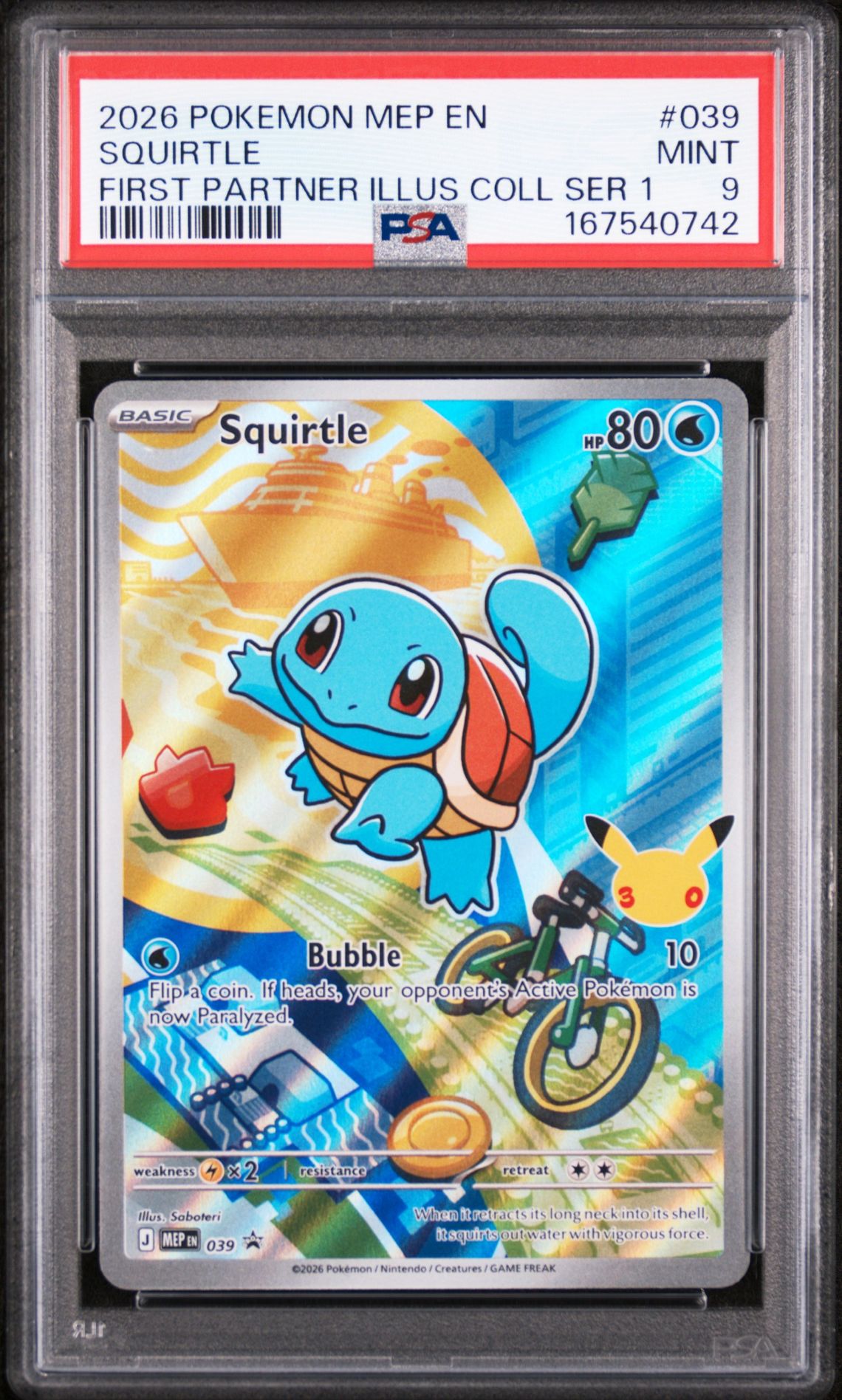 2026 Pokemon Mep En-Me Black Star Promo Squirtle #039 (First Partner Illus Coll Ser 1) Mint 9 front