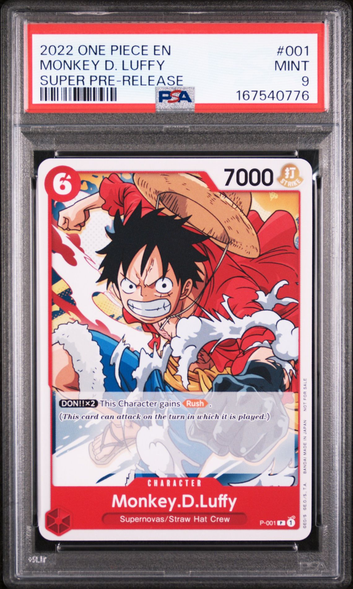 2022 One Piece Promos Monkey D. Luffy #001 (Super Pre-Release) Mint 9 front