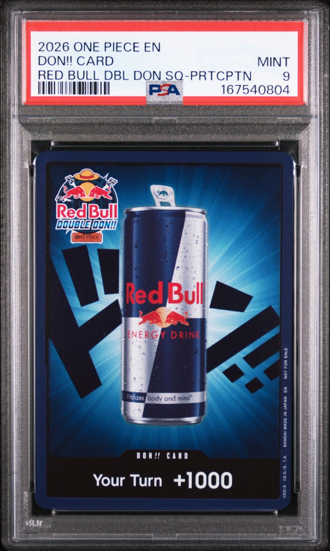2026 One Piece Promos Don!! Card (Red Bull Dbl Don Sq-Prtcptn) Mint 9 front