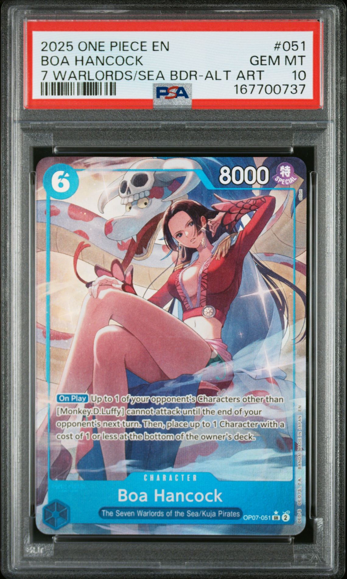 2025 One Piece Seven Warlords Of The Sea Binder Set Boa Hancock #051 (7 Warlords/Sea Bdr-Alt Art) Gem Mt 10 front view - PSA graded GEM MT 10