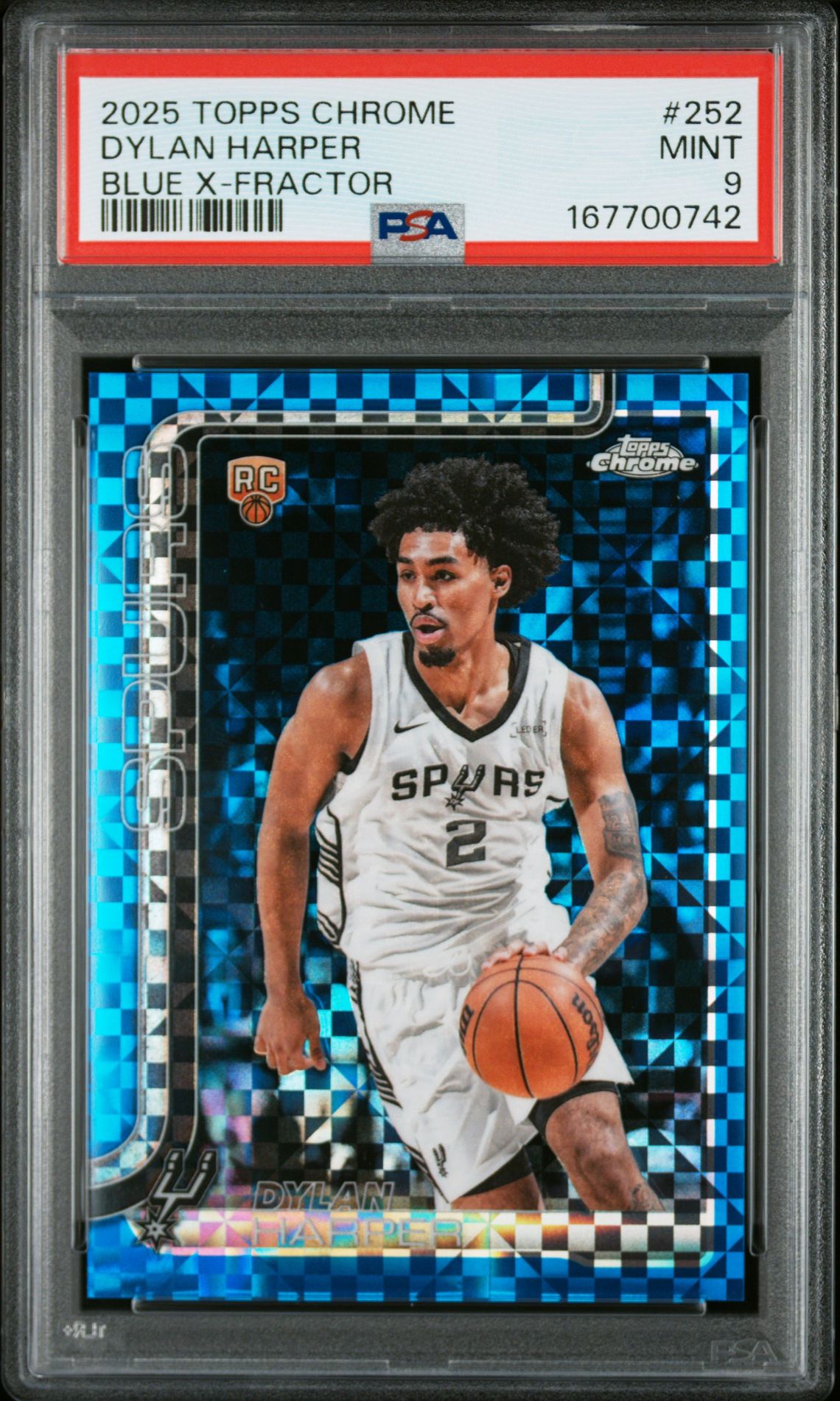 2025 Topps Chrome Dylan Harper #252 (Blue X-Fractor) Mint 9 front