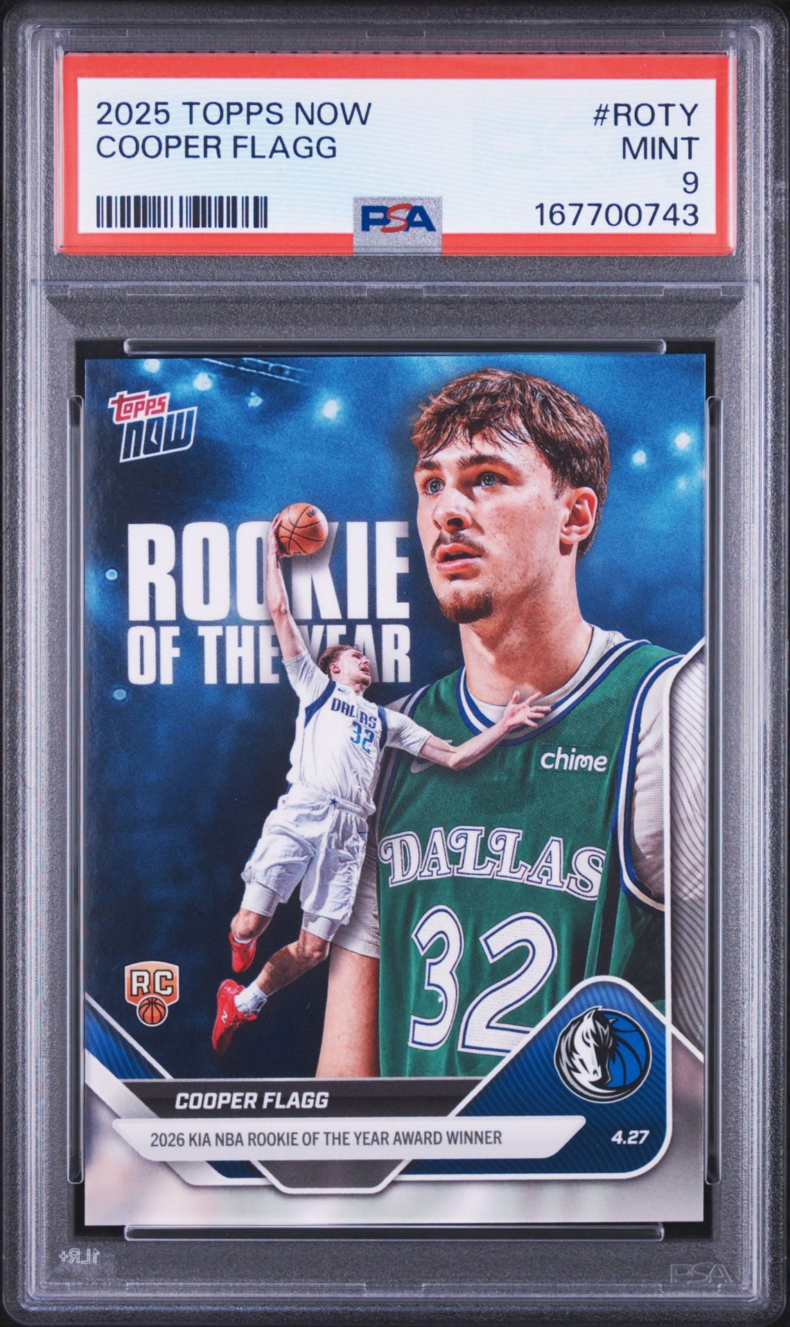 2025 Topps Now Cooper Flagg #Roty Mint 9 front