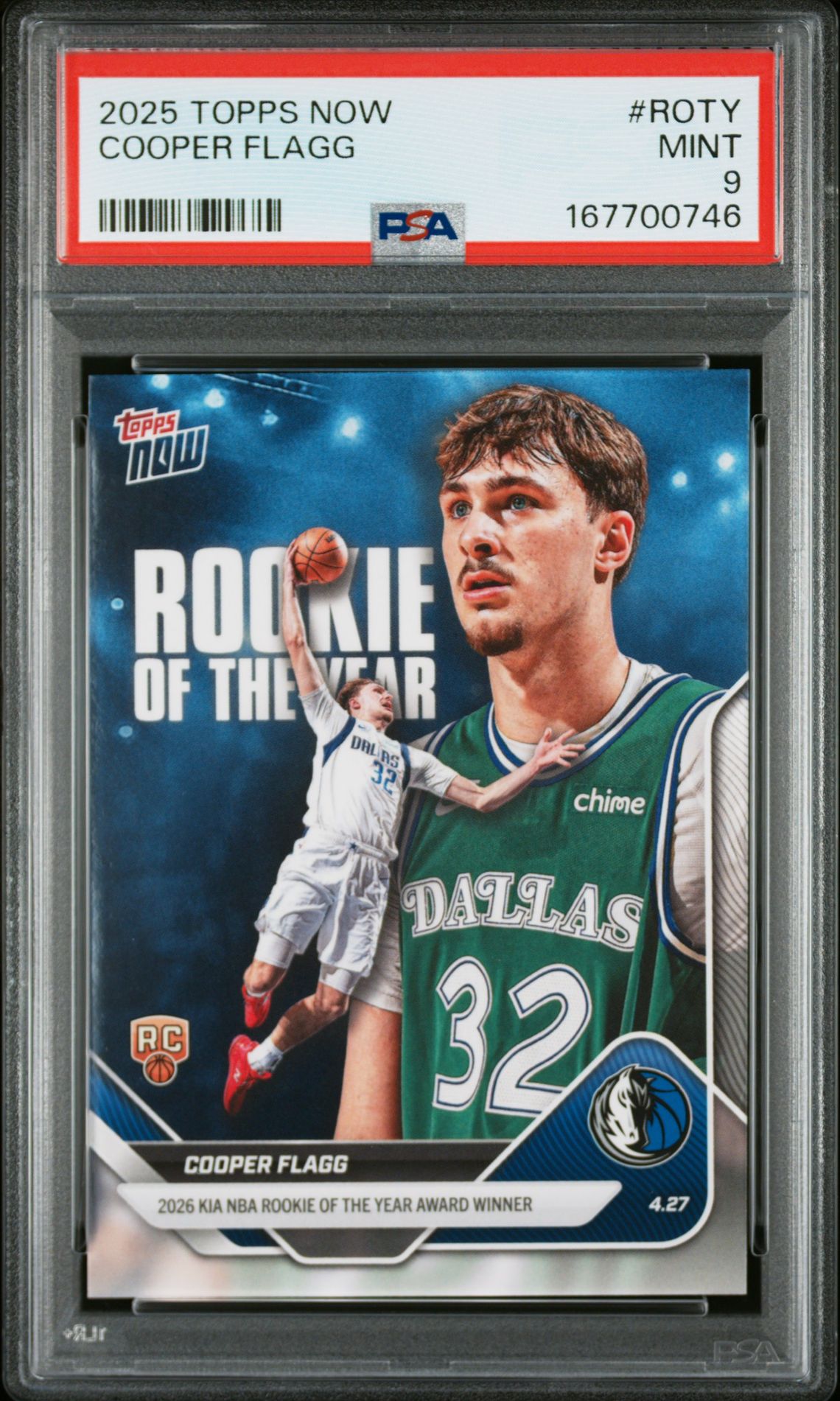 2025 Topps Now Cooper Flagg #Roty Mint 9 front