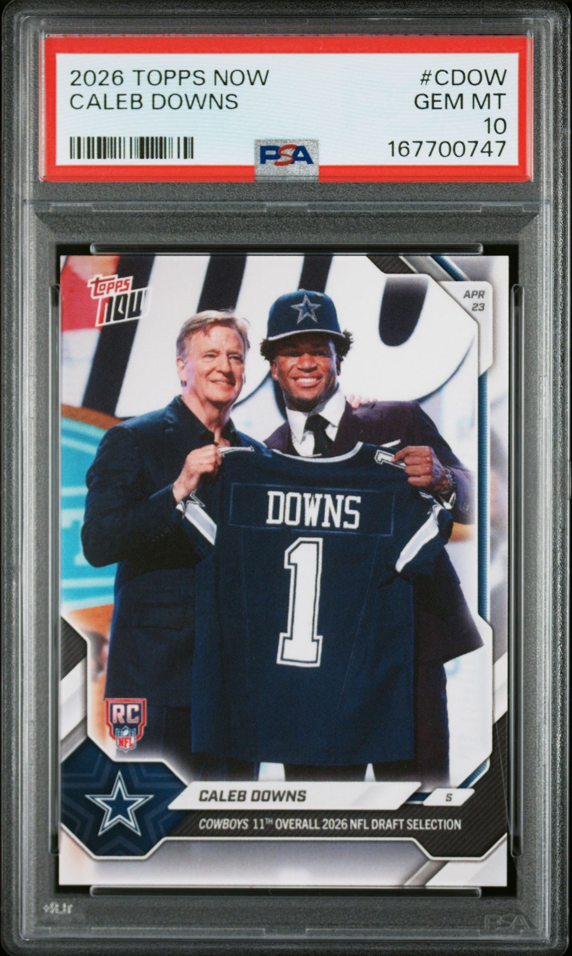 2026 TOPPS NOW CALEB DOWNS  CDOW GEM MT 10 front