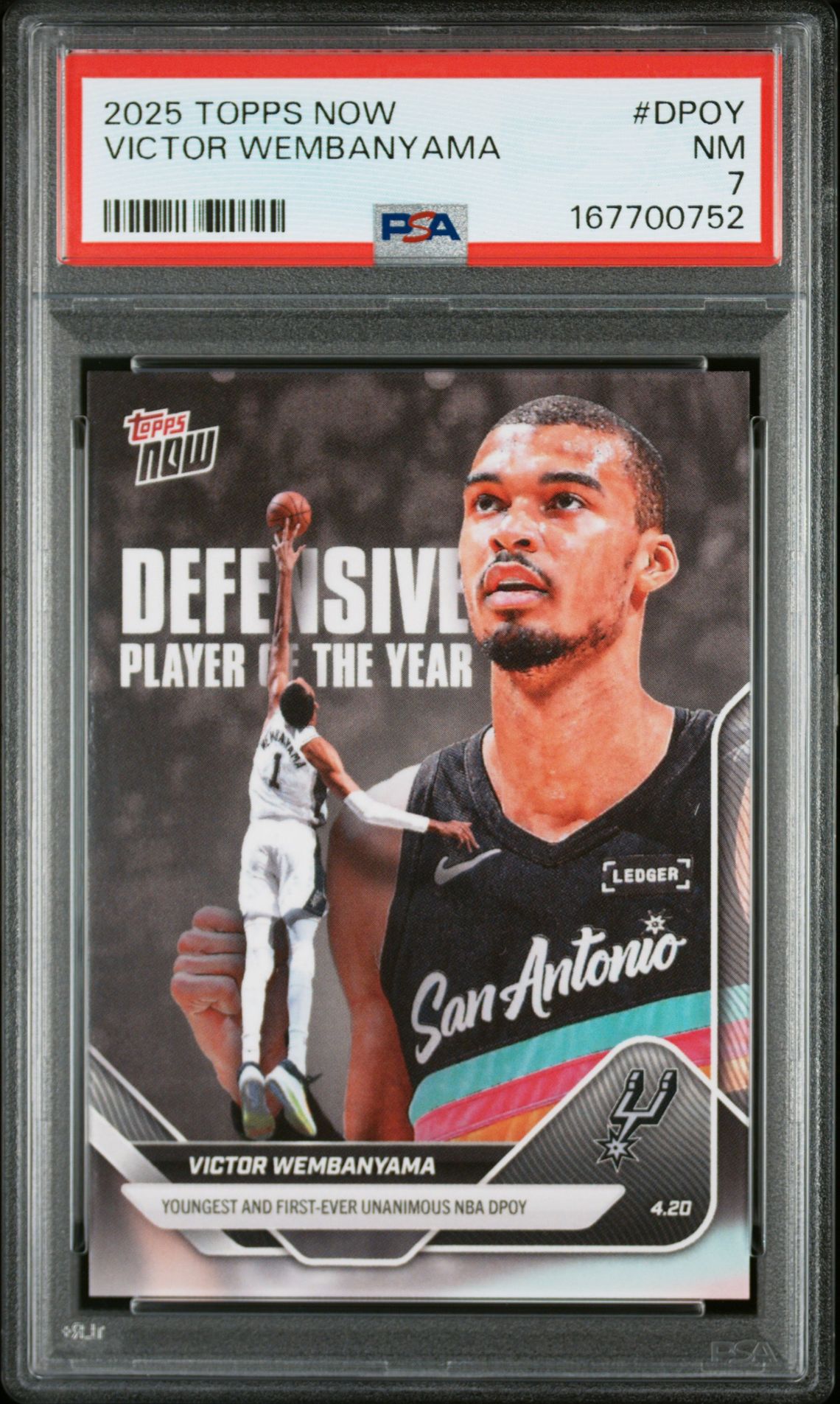 2025 Topps Now Victor Wembanyama #Dpoy Nm 7 front