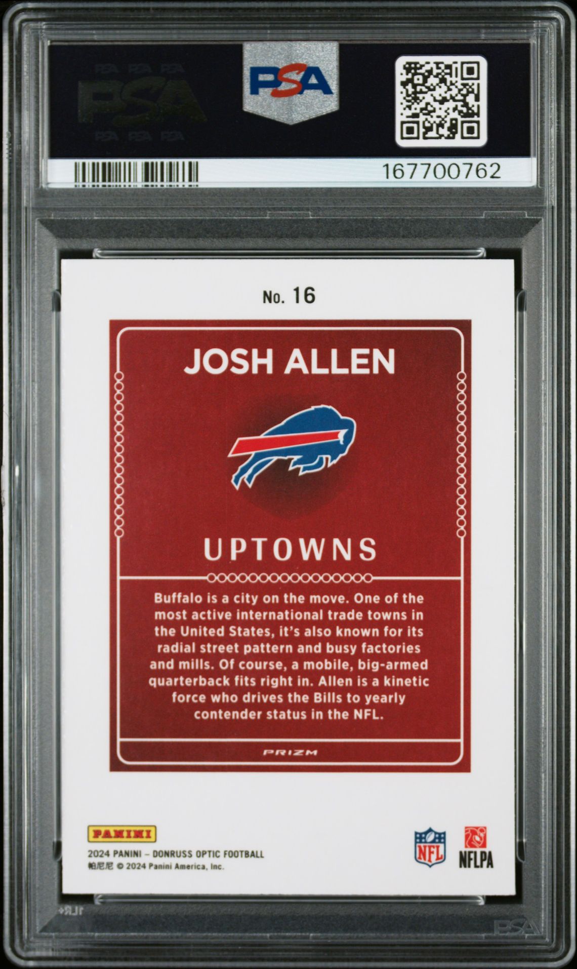 2024 Panini Donruss Optic Uptowns Josh Allen #16 Mint 9 back