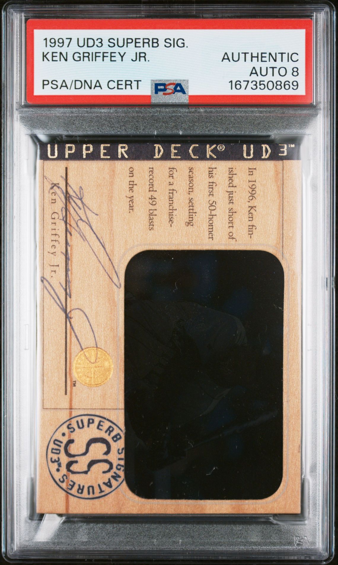 1997 Ud3 Superb Signatures Ken Griffey Jr. N0: Authentic front