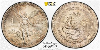 1991-Mo Onza Libertad Ag PLATA PURA MS66