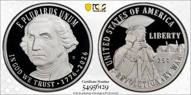 2026-S 25C Revolutionary War Ag First Strike PR70DCAM