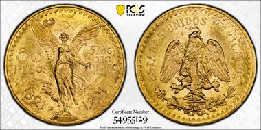 1921 50 Peso KM-481 Au MS63