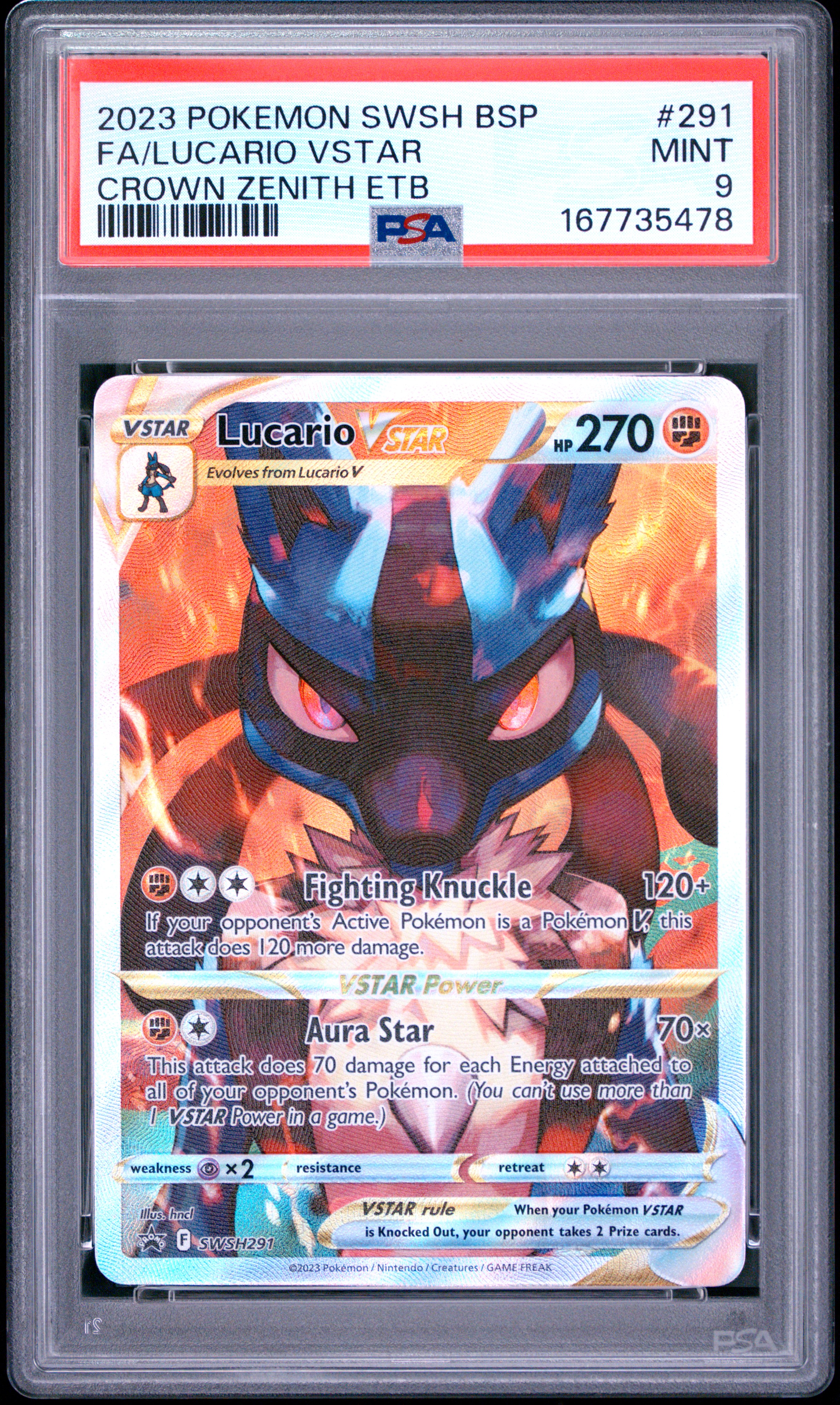 2023 #291 Full Art/Lucario Vstar PSA 9 Swsh Black Star Promo