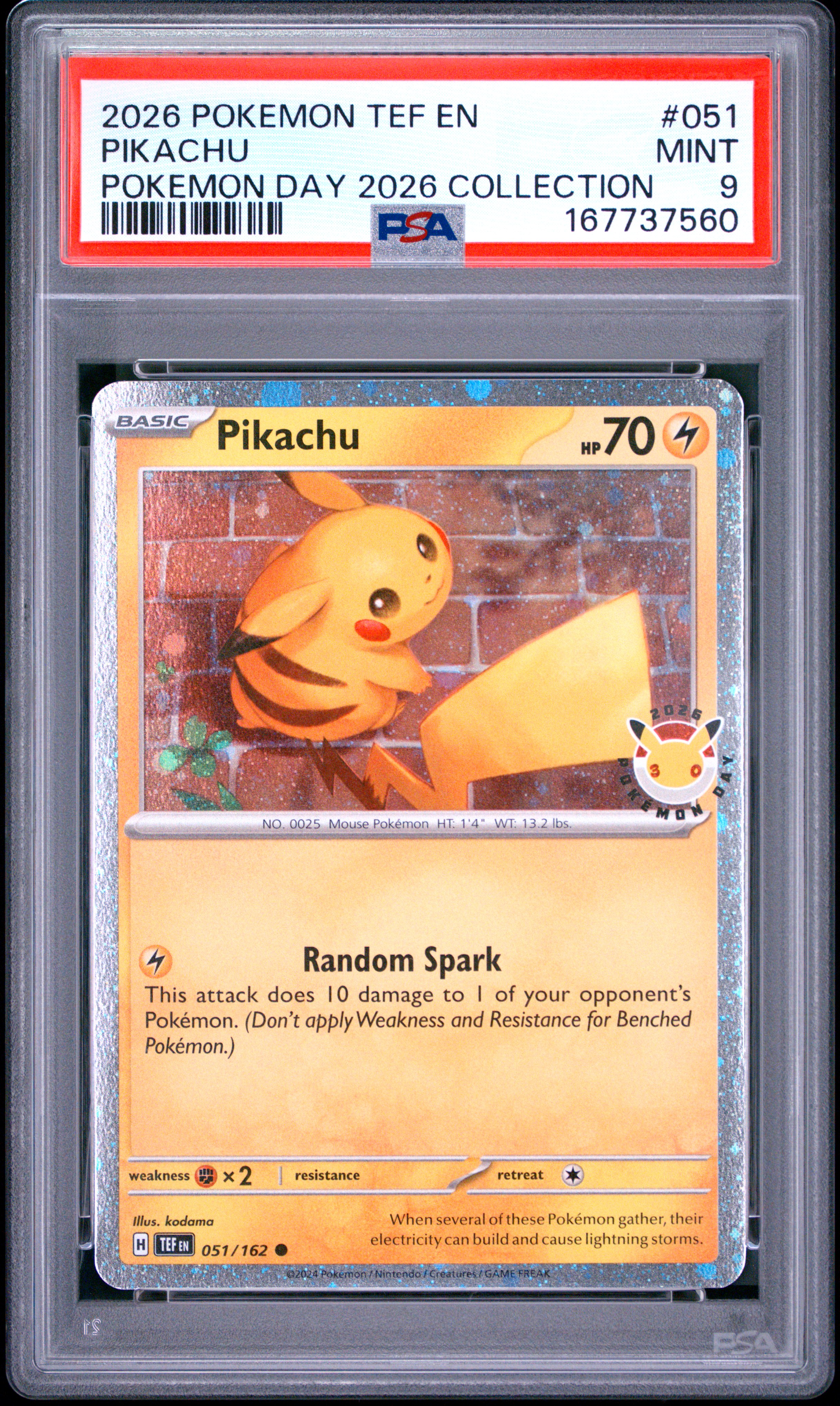 2026 #051 Pikachu PSA 9 Tef EN-Temporal Forces
