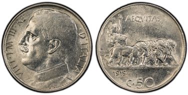 1919-R 50C Reeded Edge AU58
