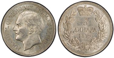 1879 5 Din Type 1 AU58