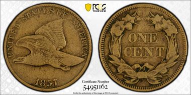 1857 1C Flying Eagle VF25