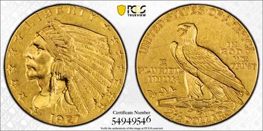 1927 $2.50 AU58