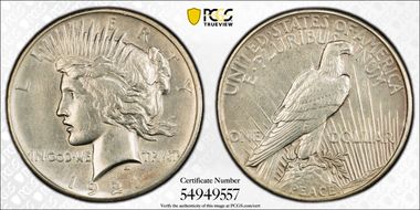 1921 $1 High Relief, Peace N1