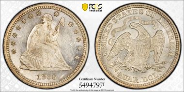 1866 25C Motto MS62