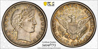 1909-O 50C AU58