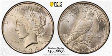 1934-D $1 MS66+