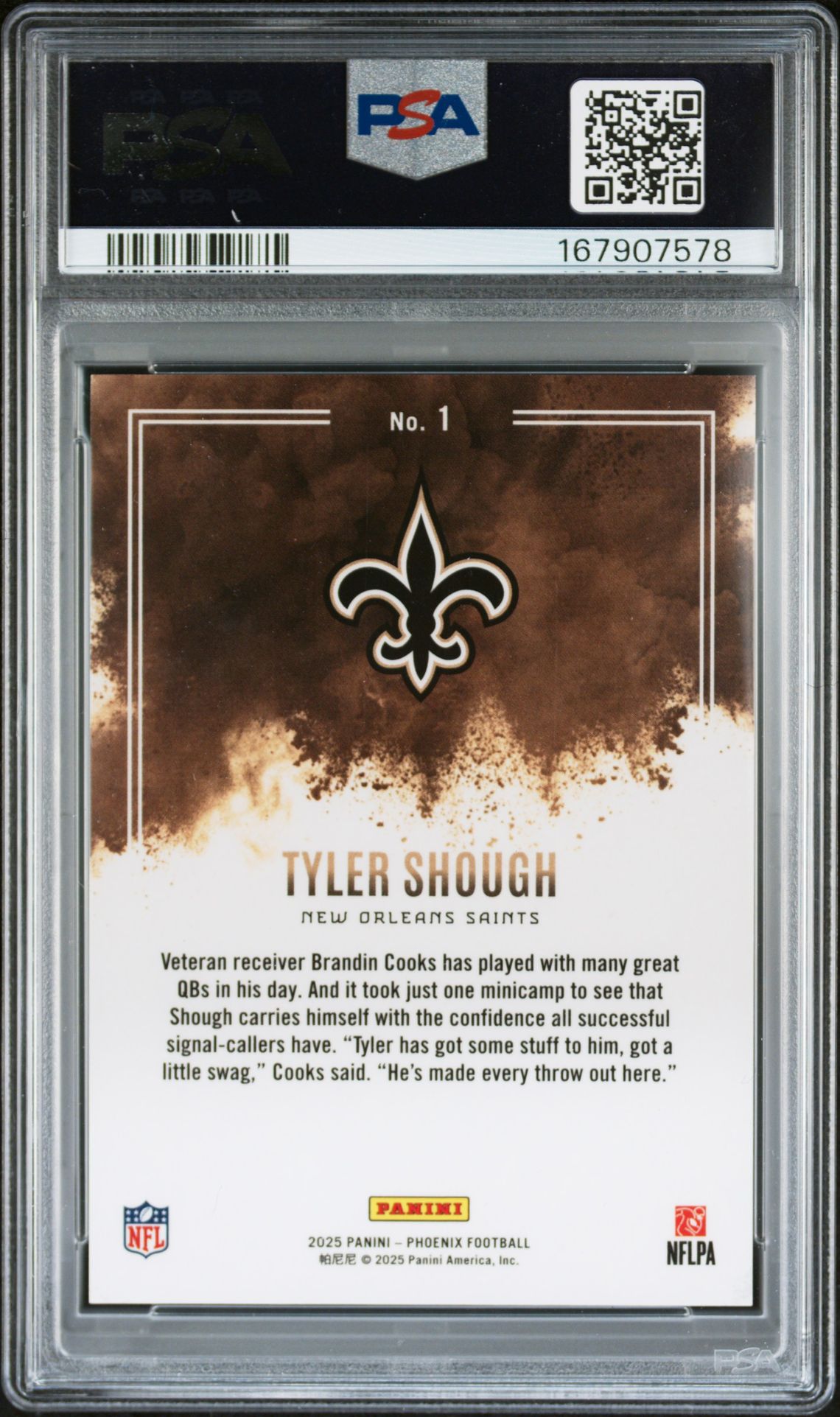 2025 Panini Phoenix Color Blast Tyler Shough #1 Mint 9 back