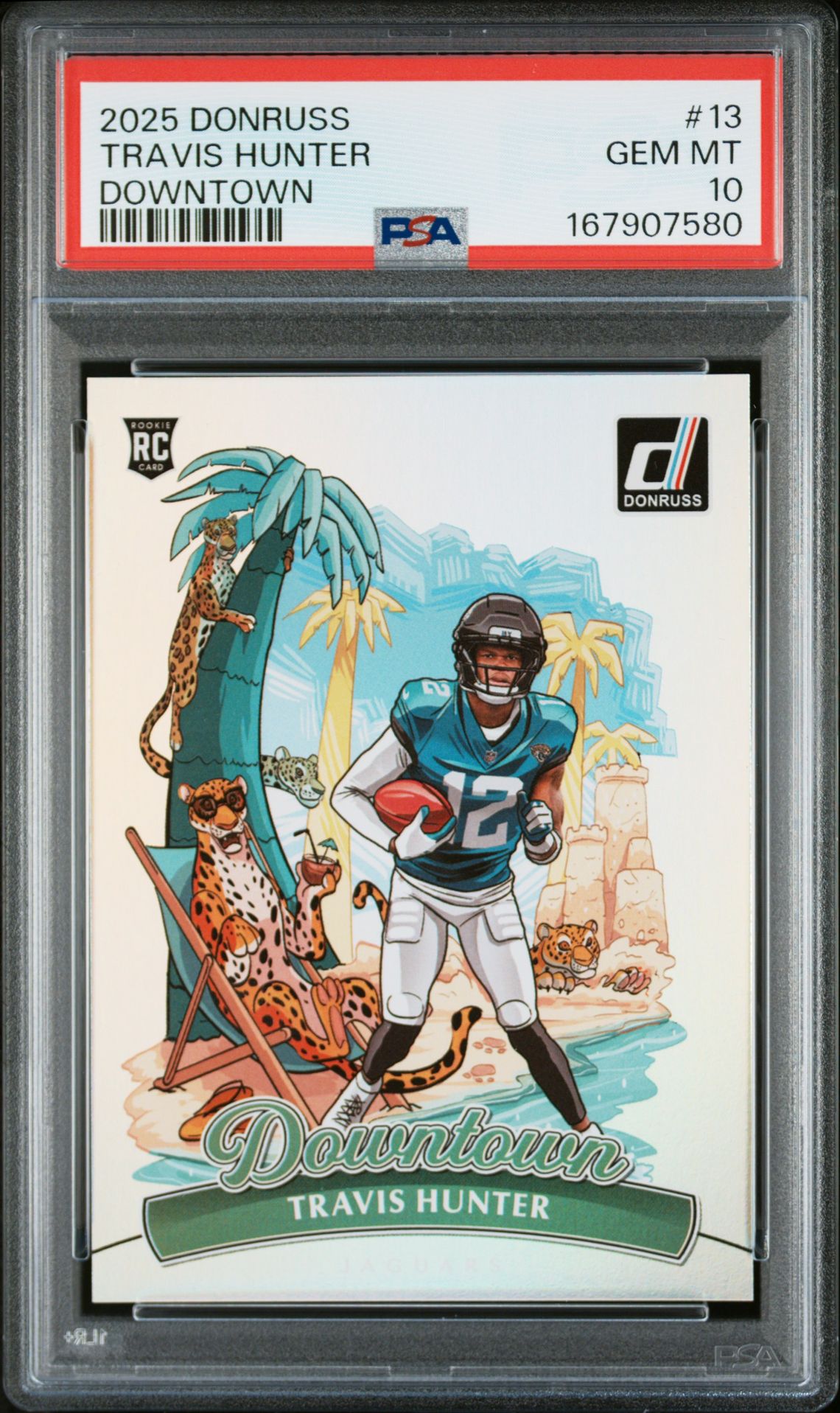 2025 PANINI DONRUSS DOWNTOWN TRAVIS HUNTER  13 GEM MT 10 front