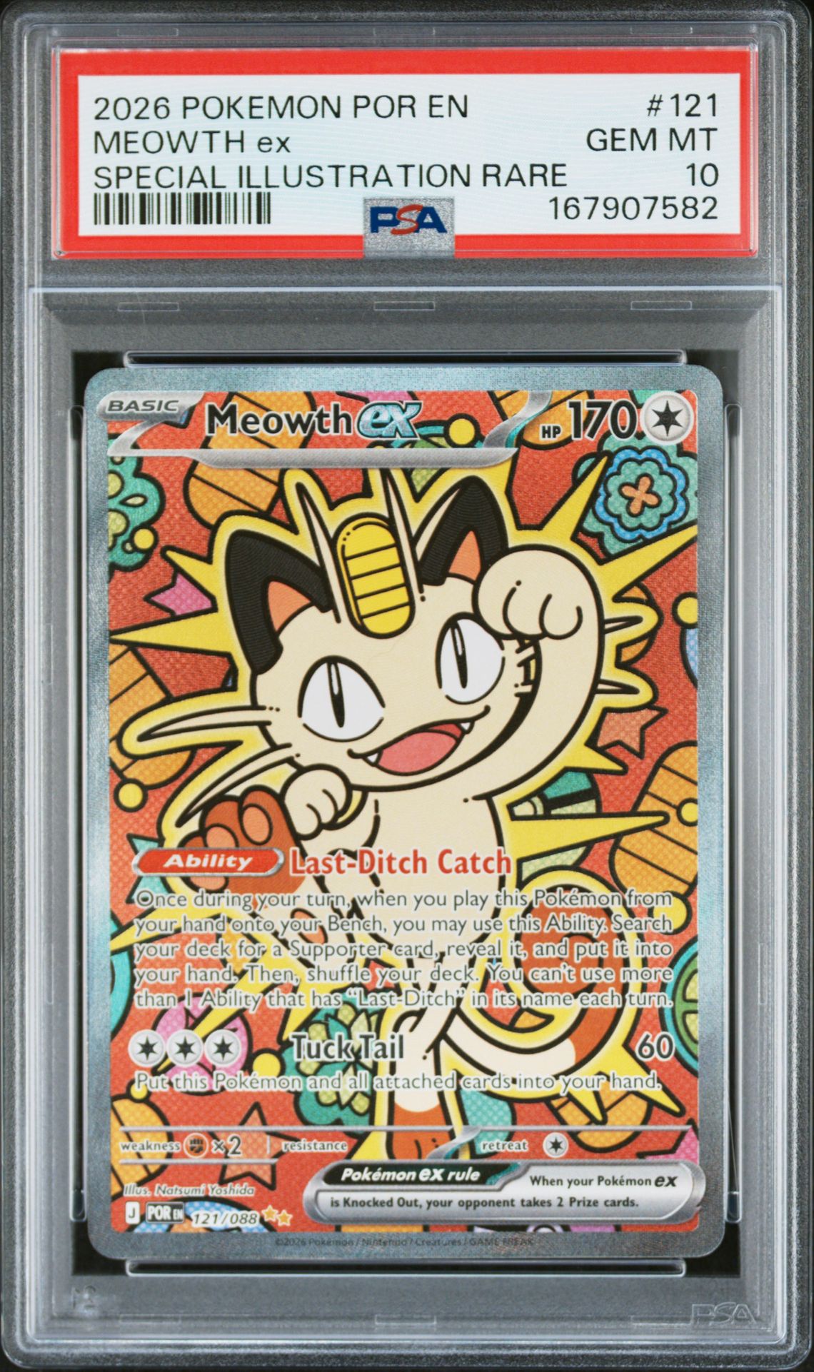 2026 Pokemon Por En-Perfect Order Meowth Ex #121 (Special Illustration Rare) Gem Mt 10 front
