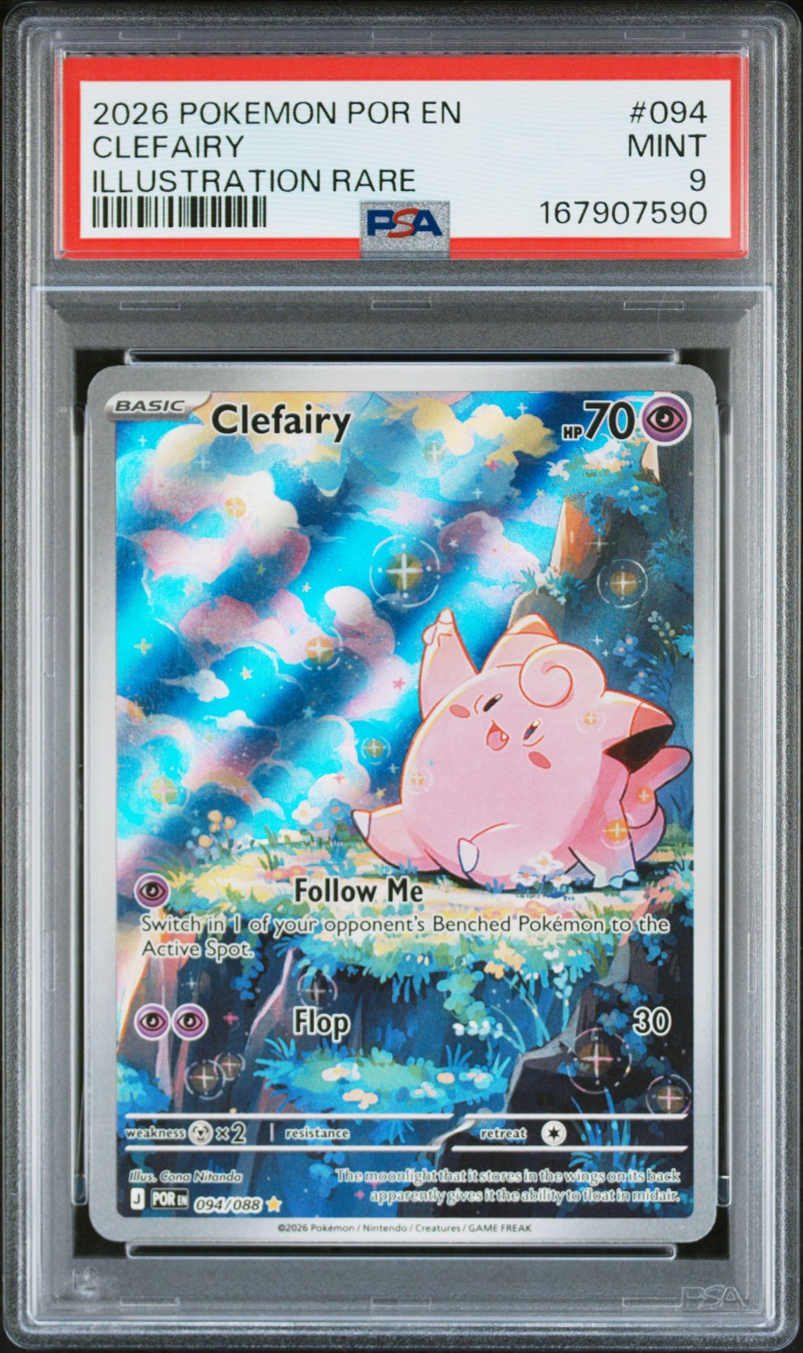 2026 Pokemon Por En-Perfect Order Clefairy #094 (Illustration Rare) Mint 9 front
