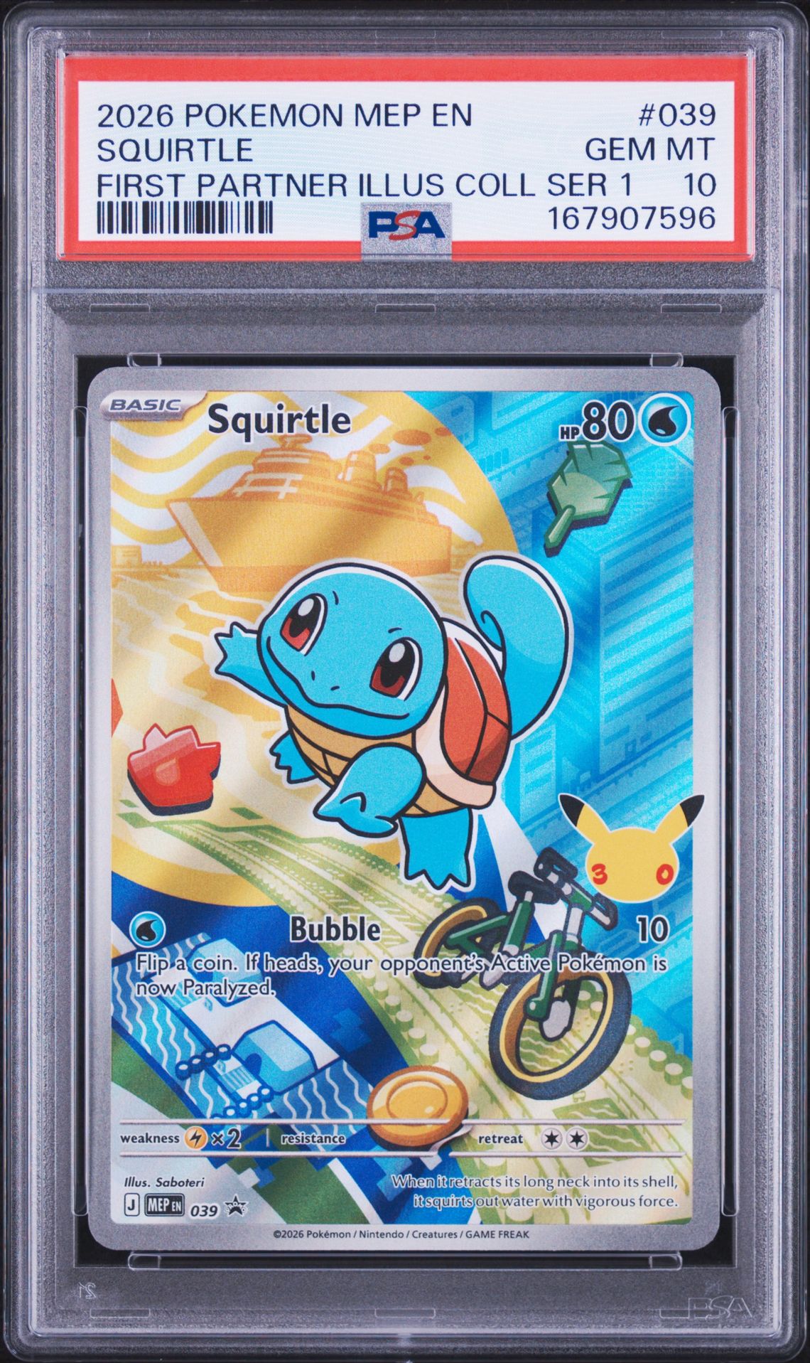 2026 Pokemon Mep En-Me Black Star Promo Squirtle #039 (First Partner Illus Coll Ser 1) Gem Mt 10 front